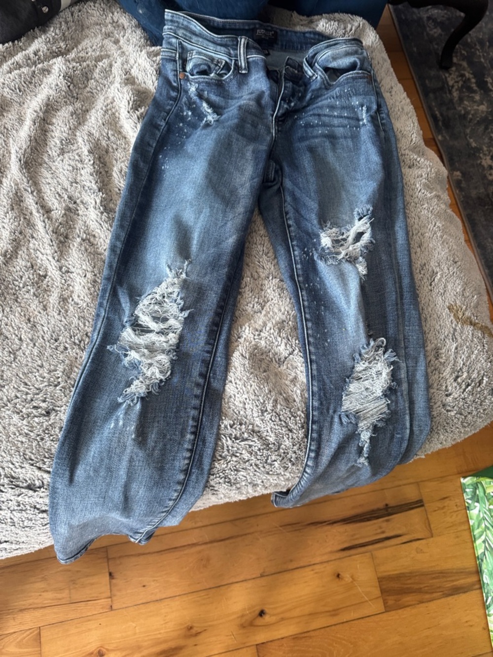 Judy Blue Distressed Light Blue Boyfriend Jeans